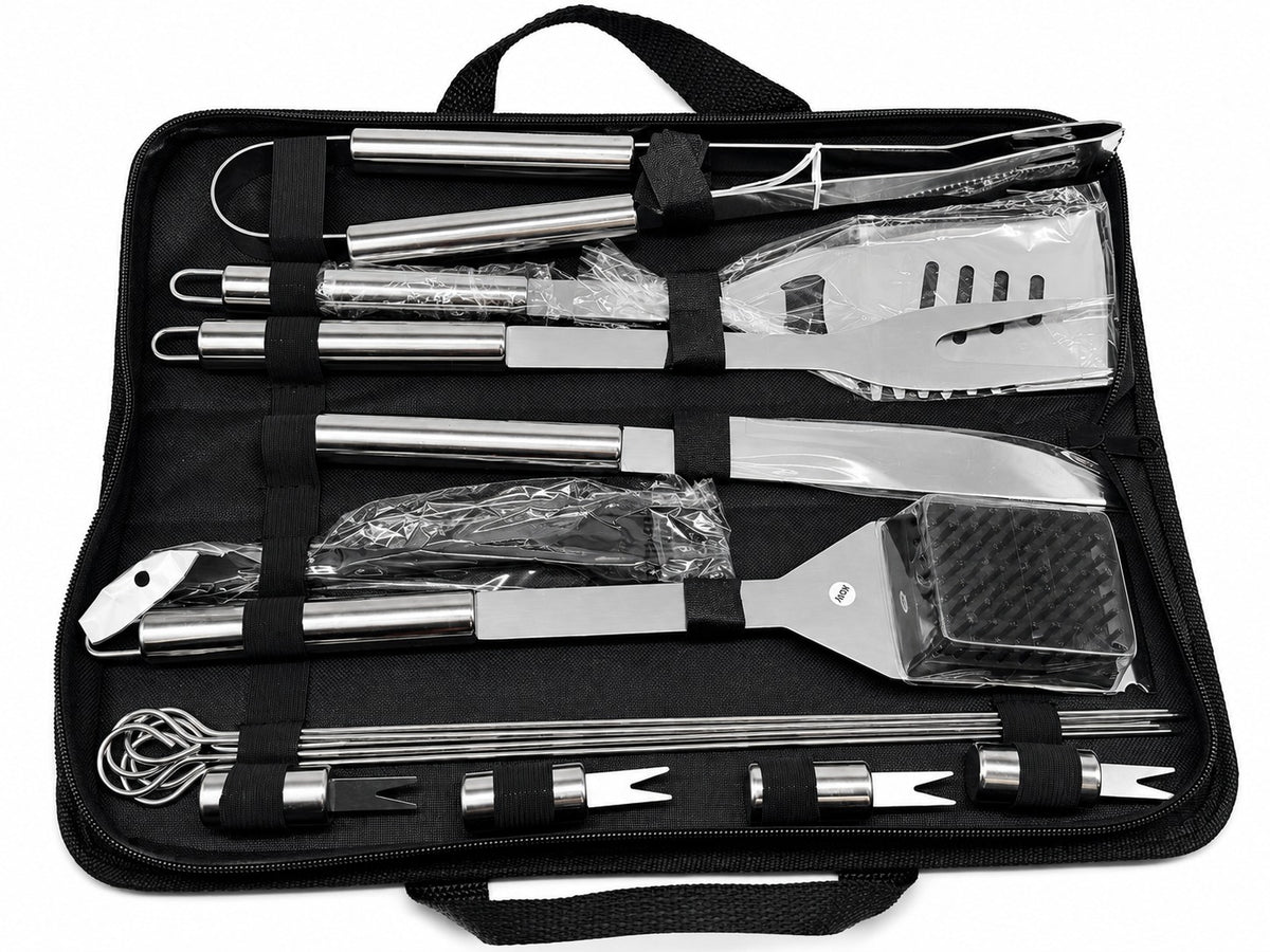 Set de parrilla BBQ de 15 piezas en estuche