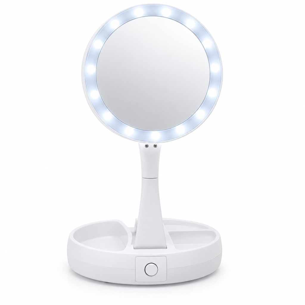 Espejo de maquillaje LED encendido