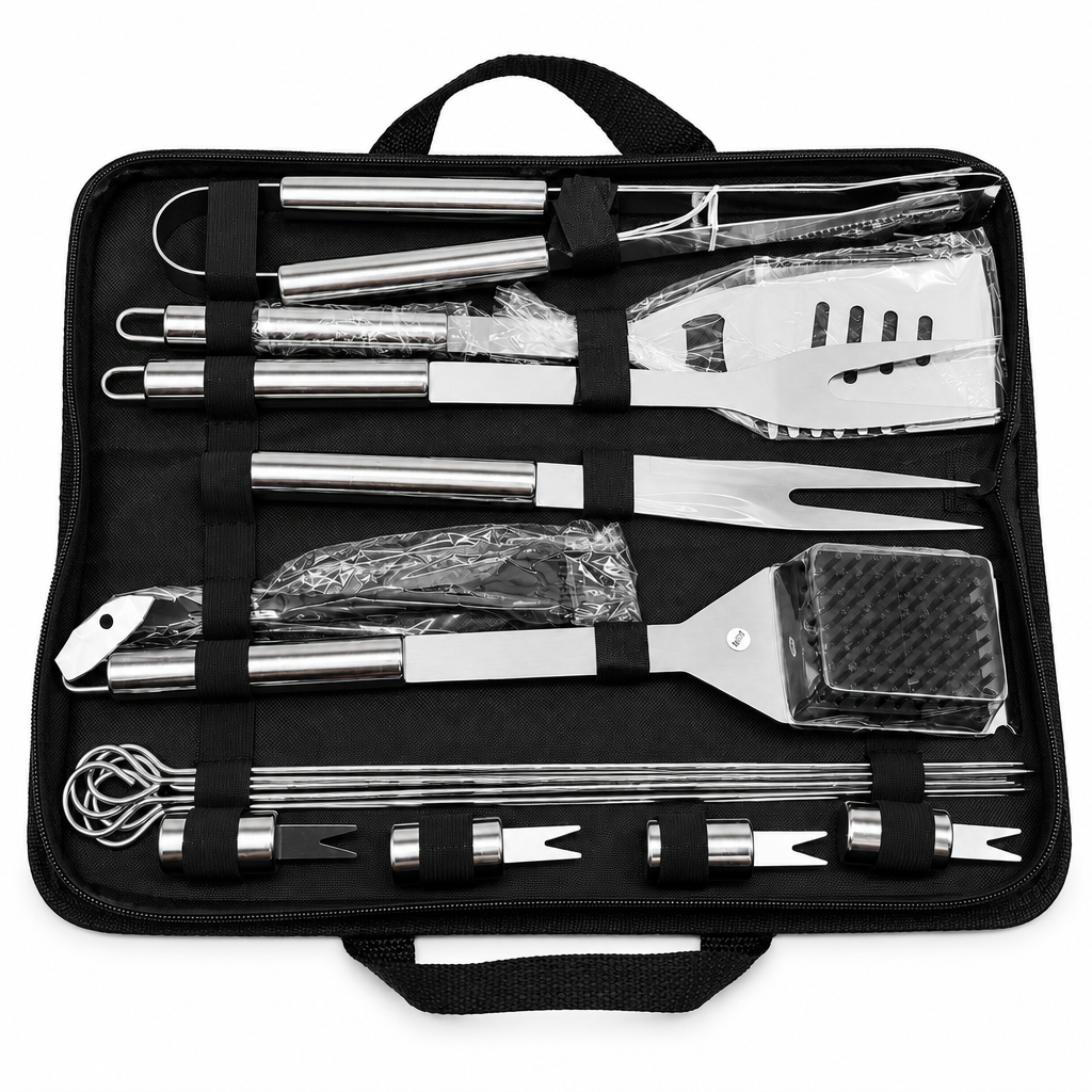 Set de parrilla BBQ de 15 piezas en su estuche