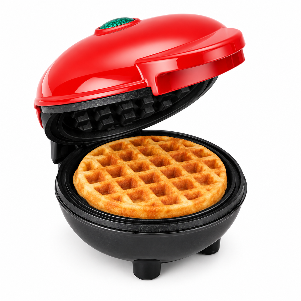 Mini waflera roja con un waffle
