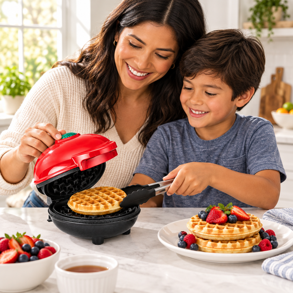 Mini Waflera Eléctrica – Waffles Caseros en Minutos