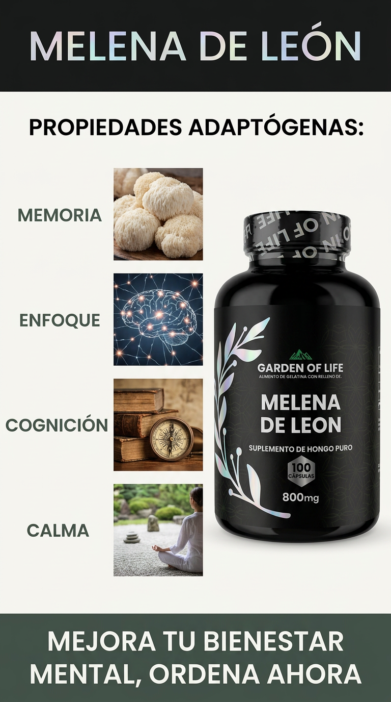 Melena de León - propiedades adaptógenas: memoria, enfoque, cognición, calma