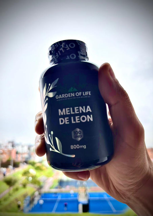 Melena de León Garden of Life - frasco con vista a Bogotá